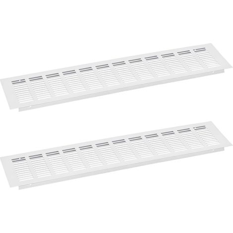 Grille de Couverture de Bouches d'Aération, 2 Pièces 500 x 100 mm en Alliage d'Aluminium, Grille de Ventilation Rectangulaire à Persiennes (Argent) (1/5)