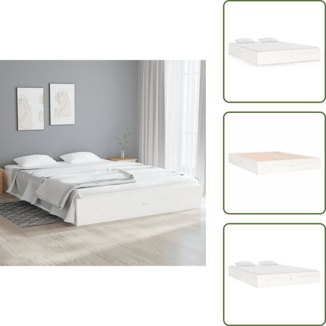 Cama de pino - vidaXL Estructura de cama sin colchón madera maciza blanco 140x190 cm - Cama de madera maciza