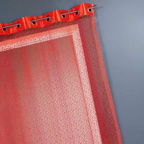 Voilage filet avec parement taffetas Orange 140x240 cm