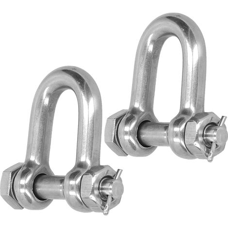 2 Anneaux en D avec vis à axe, manille inox 304, sécurité renforcée, quincaillerie M10, paire (1/5)