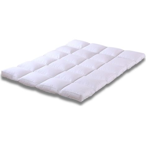 Sampur – Surmatelas en plumes de canard 160x200 cm – Épaisseur 6 cm – Anti-acariens et anti-bactériens – Confort ergonomique