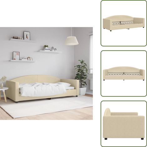vidaXL Lit de repos sans matelas crème 90x200 cm tissu (1/5)