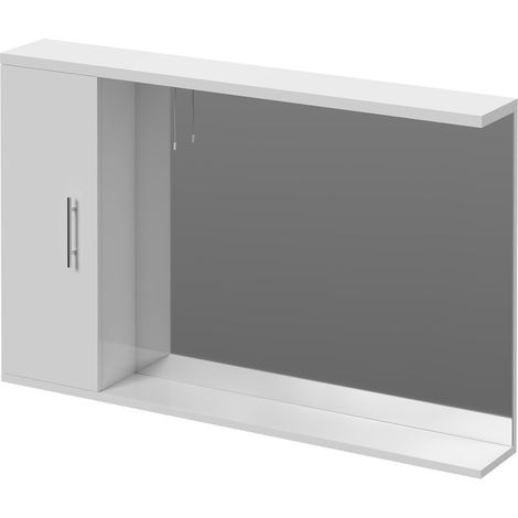 Alexander James 1200mm x 750mm Downlit Vanity Mirror with Storage - 1200mm - Chrome 96mm Bar Handle