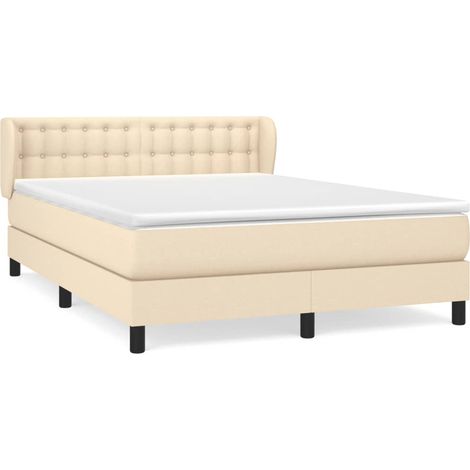 Sommier à lattes de lit avec matelas Crème 140x190 Tissu (1/5)