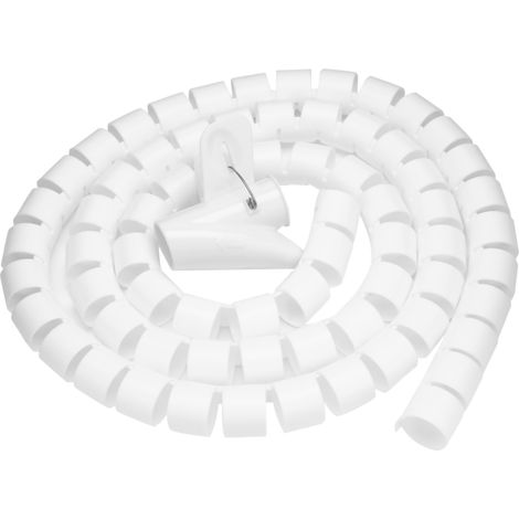 Tuyau Spirale Flexible pour Câbles - Protège-fil et Organisateur de Câbles Blanc 1,5m x 28mm (1/3)