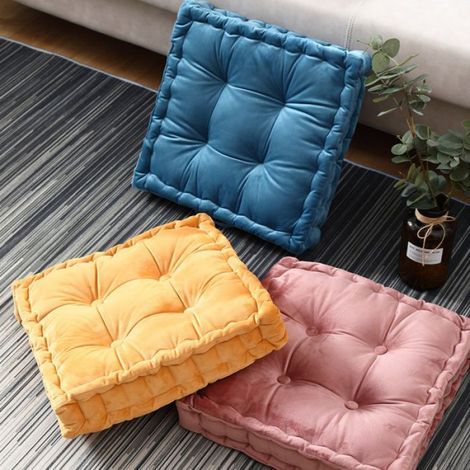 Cuscino da pavimento con maniglia, 45 x 45 cm, cuscino per sedia, rialzo per seggiolone in pelle scamosciata, rosa (1/5)