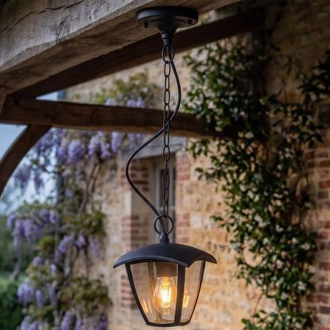 Lampada a sospensione da esterno ALICANTE E27, in alluminio pressofuso nero opaco.