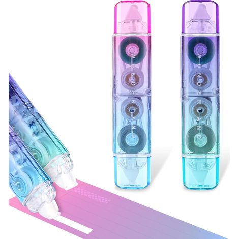 Ruban correcteur blanc, rouleau de ruban adhésif double face, ruban correcteur blanc mignon à séchage rapide en forme de stylo avec dérouleur permanent pour fournitures de bureau à domicile