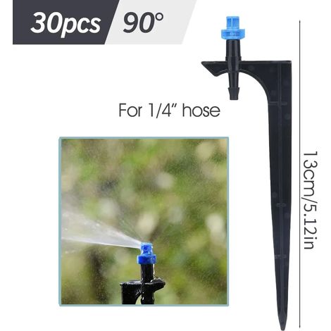 (C-30PCS) Buse de brumisation de 13 cm avec piquet pour tuyau de 6,35 mm (1/4") - Arroseur de jardin à goutte-à-goutte - Pulvérisateur agricole (1/4)