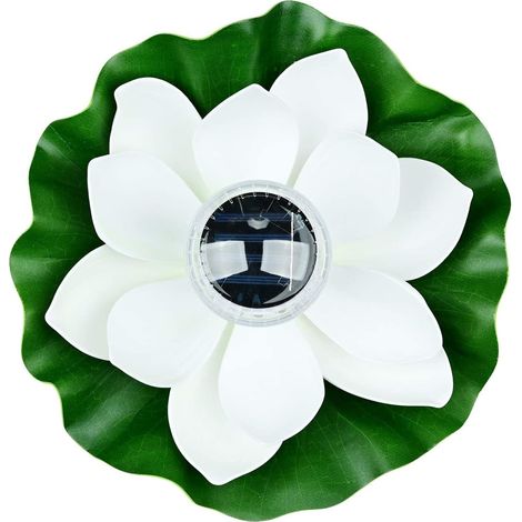 Lampe solaire lotus pour extérieur flottante de piscine RVB LED étanche étang et jardin Blanc (1/5)