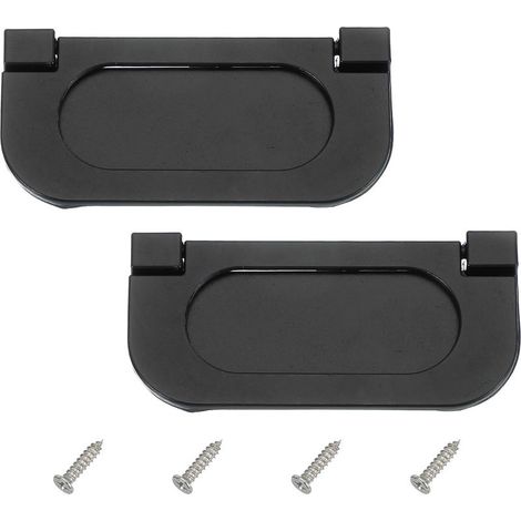 75 mm (2,9 Zoll) große, eingelassene Ringgriffe – 2er-Set – Unauffällige Schubladengriffe – Zinklegierung, Klappgriff, mit Schrauben – Geeignet für Möbel, Schränke und Kommoden – Schwarz (1/5)