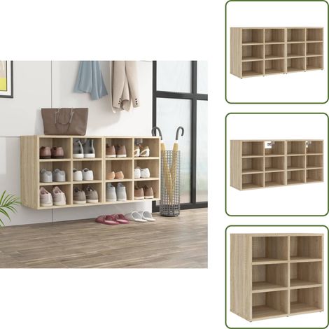Schuhregale 2 Stk. Sonoma-Eiche 52,5x30x50 cm - Schuhregal - Schuhschrank - Aufbewahrung - Garderobe - Wohnraumorganisation (1/5)