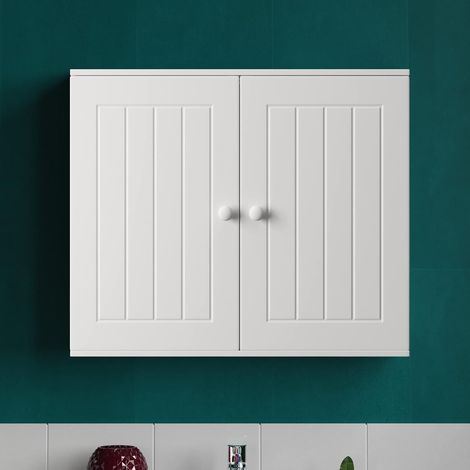 Armoire murale armoire de sol support de rangement mural à double porte avec stratifié réglable / convient pour salle de bain, buanderie, cuisine, chambre à coucher, salon, vestiaire blanc (armoire mu (1/5)