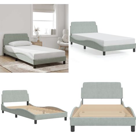Bettgestell ohne Matratze Hellgrau 100x200 cm Samt - Samtsofa - Bettestel - Doppelbett - Boxspringbetten - Himmelbett - Home & Living (1/5)