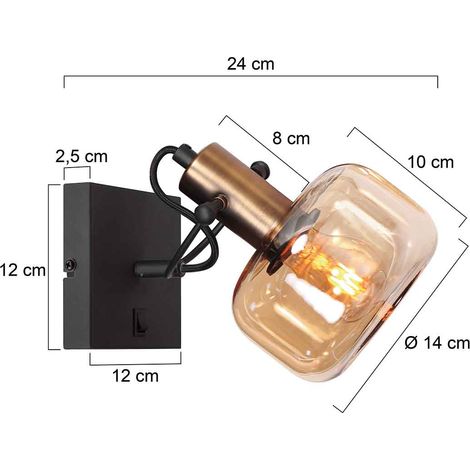 Applique murale - bronze - Glaslic - verre métal - lampe design - (1/5)