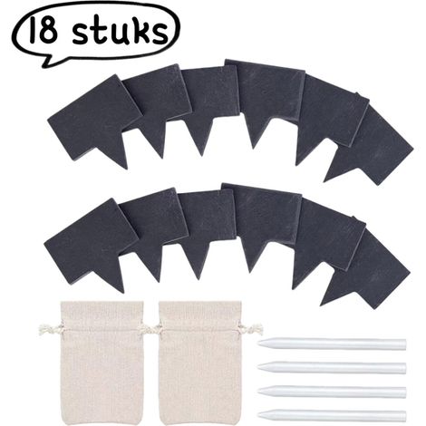 Ensemble de 18 étiquettes à fromage étiquettes à fromage en pierre naturelle étiquettes carrées en ardoise 12 étiquettes carrées 4 stylos 2 sacs en jute couleur noire (1/5)