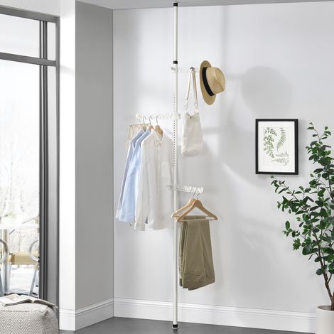 Perchero telescópico Havneby 110 - 305 x 30 cm Ajustable Metal/Plástico Blanco [en.casa]