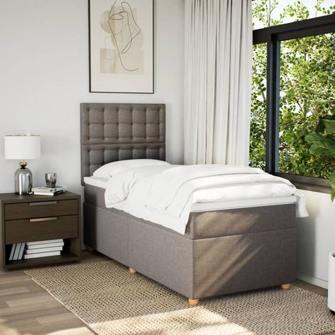 Maison Exclusive - Cama box spring con colchón tela gris taupe 80 (1/5)