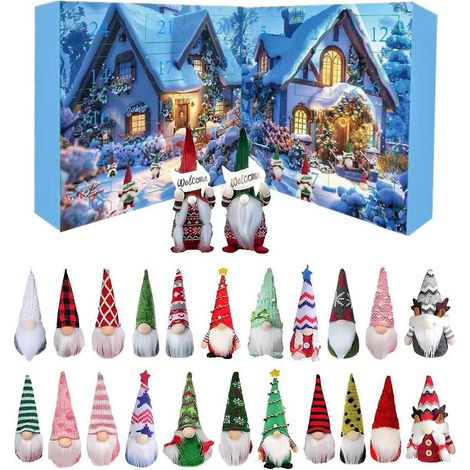 Calendrier de l'Avent 2025 avec 24 figurines de gnomes pour décorer votre sapin de Noël. (1/5)