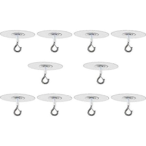 Crochets adhésifs sans perçage pour plafond, compatibles avec les plantes suspendues, crochets à œillets adhésifs compatibles avec les mobiles et rideaux suspendus, lot de 10 (1/5)