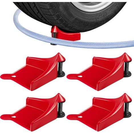 Ensemble de 4 guides-tuyaux pour tuyau de lavage de voiture, rouleaux pour tuyau de lavage de pneus, empêchent le tuyau haute pression de se coincer sous les roues, outil de lavage de voiture en plast