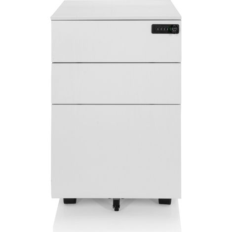 [NEUWERTIG] B-Ware hjh OFFICE Rollcontainer COLOR OS I Schubladencontainer weiß mit Zahlenschloss (1/2)