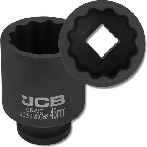 Chiave a bussola a impatto profonda JCB da 3/4" in acciaio Cr-Mo a 12 punte da 43 mm