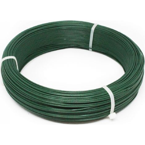 Linxor – Fil d'attache plastifié vert 100 m x 1.5 mm Ø – Acier galvanisé pour fixation grillage – Résistant aux intempéries et anti-UV