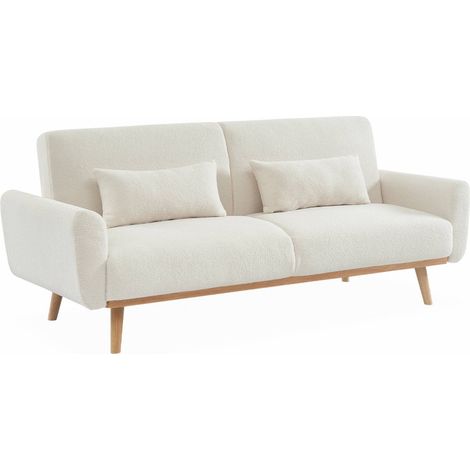 sweeek - 2-3-Sitzer Sofa mit Bouclé-Bezug Schlaffunktion und Holzbeinen (1/5)
