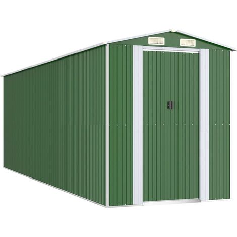 Casetta da giardino casetta per cabine ripostiglio casetta per la casa casetta per attrezzi da esterno robusta 192 x 606 x 223 cm acciaio zincato verde 020022366