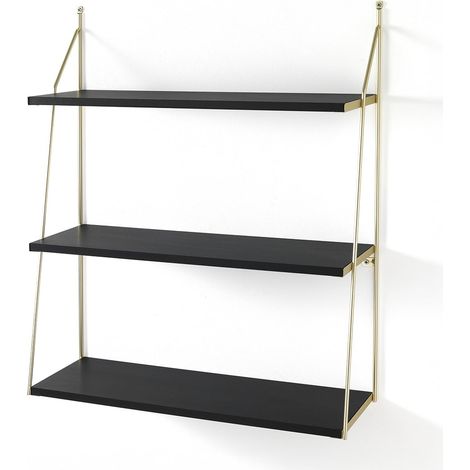Moderne schwarze Wandregal mit goldener Struktur Charles Big Black