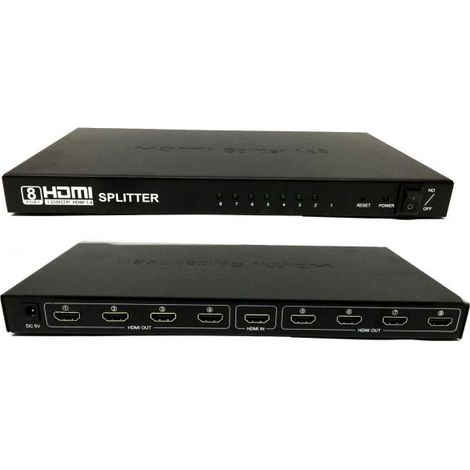 SDOPPIATORE SPLITTER HDMI 1.4 1080P 3D 1X8 8 USCITE ALTA RISOLUZIONE DVD TV PS3