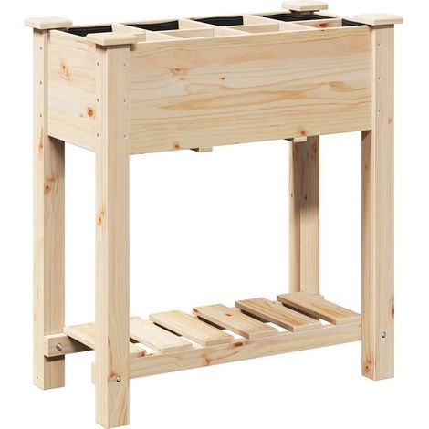 Cache-pot de jardin avec étagère 71 x 37 x 76,5 cm usage extérieur durable style rustique en bois beige (1/5)