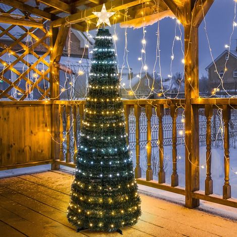 Albero di Natale conico in PVC con gocce di luce pixel led per decorazioni natalizie -210 cm / Multicolore