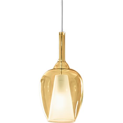 Ofelia S/10 Lampada a Sospensione in Vetro Borosilicato Ambra Trasparente con Attacco E27 e Cavo 3 metri per Interni - Gealuce (1/3)