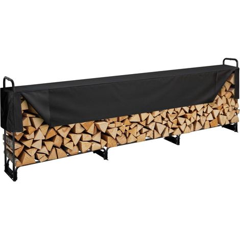 Stockage protégé Range-bûches extérieur 386x36x117 cm, housse imperméable 600D, socle surélevé pour bûches (1/5)