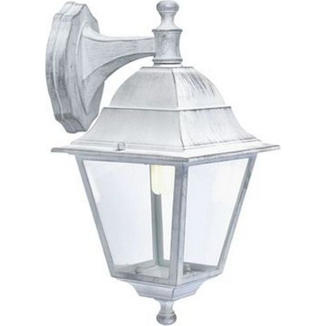 Applique Piccola In Basso Esterno Old Alluminio E Vetro Bianco E Arg. 1 Luce E27 (1/5)