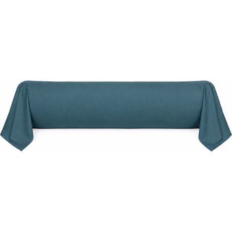 Taie traversin bleu pétrole 45 x 185 cm en percale de coton (1/4)