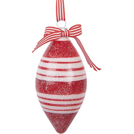 Boule de Noël en Verre Rouge et Blanc Ø 6 x 12 cm - Décoration de Sapin Brillante - PANGIVO (1/2)