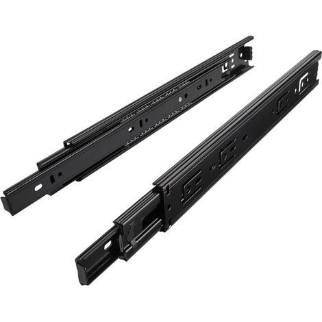 1 Paar (2 Stück) Vollauszugsschienen, schwarz, teleskopisch, kugelgelagert, 300 mm (eingeschoben) (1/3)