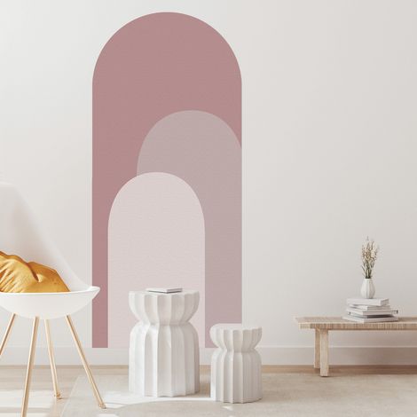 SIENTICE 2 Rolls Self-Adhesive Wallpaper, Arch Pattern, 40cm x 180cm, Self-Adhesive Vinyl Wallpaper, Suitable for Living Room, Pink