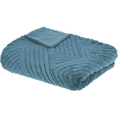 Nils 3D Géométrique en Pelliccia Synthétique Bleu Canard 180x230cm – Atmosphera, Créateur d'Intérieur