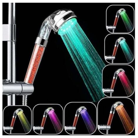 LED Shower Head, Bathroom Shower Head, Handheld Shower Head with 7 LED Colors, High Pressure, Water Saving, Sprayer and Double Anti-Chlorine Filter