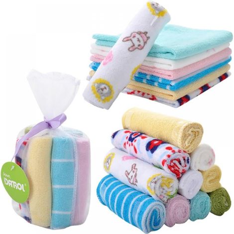 Gant De Bain Bébé - Serviette De Bain Coton Doux 22 X 22 Cm - Pour Nouveau-Né À 1 An - Lot De 8 (1/5)