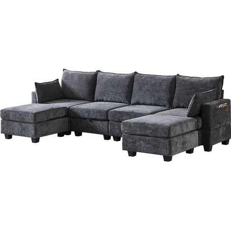 GagaCanapé d’angle modulable 6 places avec coffre et méridienne (1/5)