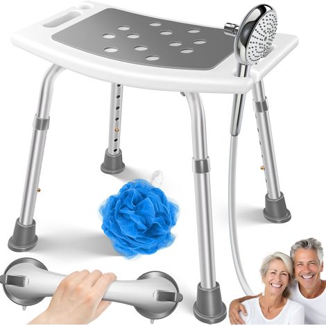 KESSER® taburete de ducha regulable, antideslizante - blanco / gris