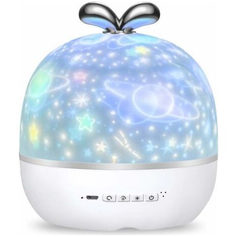 Projecteur Lampe Enfant, 360° Rotation Bébé Veilleuse Projecteur LED 6 Thème Veilleuse Ciel Etoilé Projection 6 Modes Plafond Projecteur Lumière Enfants Chambre Cadeau Anniversaire Parti-Chrom (1/5)