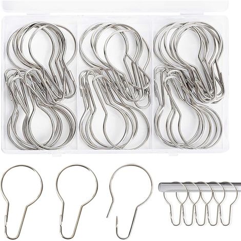 40 Pièces Anneaux de Rideau de Douche, Anneaux pour Rideaux, pour Salle de Bain, Salon, Chambre à Coucher (Argent) (1/5)