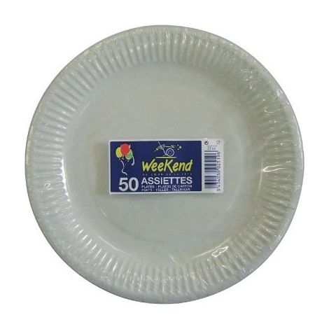 Pappteller X50 Weißer Karton 18cm - Publi Embal