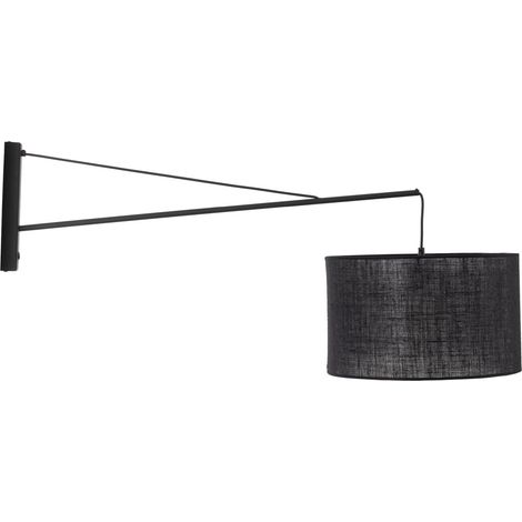 Wandleuchte Metall Stoff E27 40 cm hoch Schwarz Modern